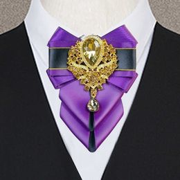 Neck Ties Luxury Rhinestone Bow Tie Brooch Chain Sets Highend Men's Woman's Jewellery Gifts Men Business Party Wedding Accessories Original J230227