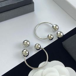 Simple Designer Sier Dangle Earrings aretes orecchini for Women Brand Eardrops Hoop Earring Have Stamp With Box