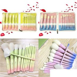 Makeup Brushes Gradient Color Pro 14Pcs Set Cosmetic Powder Foundation Eyeshadow Eyeliner Brush Kits Make Up Tool Drop Delivery Heal Dh4Mi