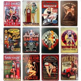 Pin Up Girl Metal Tin Signs Vintage Wall Art Painting Bar Pub Sign Cafe Shop Home Decor Metal Sign Sexy Lady Poster Plate Plaque 30X20cm W03