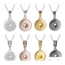 car dvr Pendant Necklaces Sier Color/Rose Gold/Black/Gold 18Mm Snap Button Necklace Romantic Fashion Snaps Jewelry Nice Gift Drop Delivery Pe Dha7L