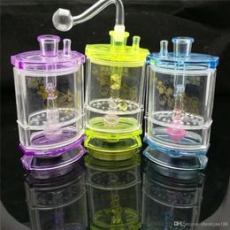 New Double acrylic hookah Wholesale Glass bongs Oil Water Pipes Glass Pipe Oil Rigs Smoking