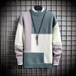 Men's Sweaters Spring Autumn Patchwork Jumper Mens Sweater Winter Clothes Mens Sweaters Pullover Men's Jumpers Korean Clothes M-5XL 230228