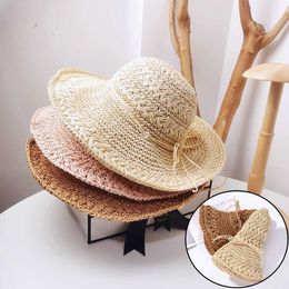 Wide Brim Hats Women Ladies Women's Fashion Fisherman Cap Foldable Straw Beach Hat Hand-woven Bucket Sunscreen Hats Floppy Derby Hat G230227