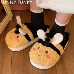 Slippers 2022 Winter Shoes for Women Lovely Beef Faux Lamp Wool Peep Toes Nonslip Slippers for Home Indoor Plush Woman Shoes Z0215