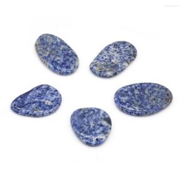 Pendant Necklaces Natural Semi-precious Stones Irregular Egg Shaped Sodalite Perforated Beads Charms For Jewellery Making DIY Necklace