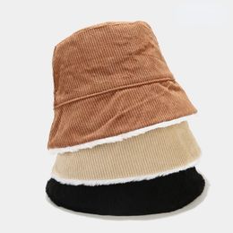 Beanies Beanie/Skull Caps Fashion Black Solid Fishing Panama Suede Faux Fur Thick Warm Winter Bucket Hat Women LadiesBeanie/Skull