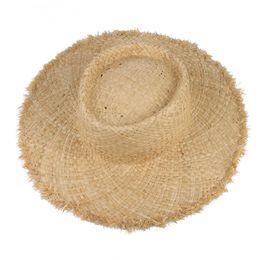 Wide Brim Hats GEMVIE 2021 New Fashion Spring Summer Raffia Straw Sun Visor Hats For Women Lady Fashion Handmade Cap Wide Brim Panama Beach Hat G230227