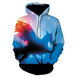 Fashion Trend Brand Men's Cat Digital Print Casual Large Size Hoodie 008