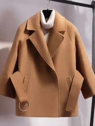 QNPQYX Coats Woman Autumn Coats and Jackets Women Trench Coats Woollen Coat Long Sleeve Top Cropped Cape with Loose Waist Clothes
