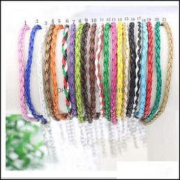 Charm Bracelets Fashion M 100Pc Lots Jewellery Mixed Type Alloy Antique Sier Diy Charms Pu Braided Leather Drop Delivery Dh7Wj