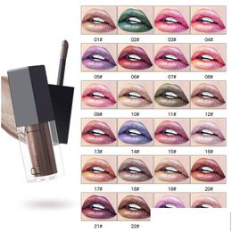 Lip Gloss Pudaier Glitter Diamond Shimmer Pigment Metallic Glossy Lipgloss Matte To Sparkling Tint Liquid Lipstick 24 Colors Drop De Dh2K3