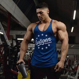 Men's TShirts Summer men's vest fashion cotton printed casual Ishaped jogger gym running workout sportswear 230227