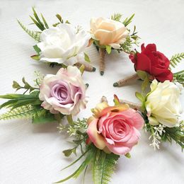 2023 Boutonniere Flowers Corsage Pin Boutonniere Buttonhole Men Wedding Bracelet Bridesmaid Wedding Buttonhole Witness Corsage