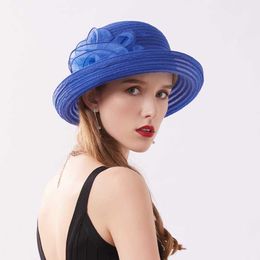 Wide Brim Hats 2022 New Mesh Floral Wome Sun Hats Fall Women's Organdy sun hat Solid Beach Party Female Cap Hat G230227