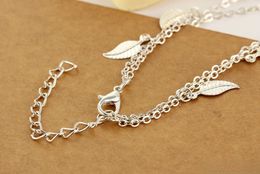 Simple Silver Gold Double Layer Tassel Leaf Anklet Chain Bracelets Summer Beach Foot Chains Fashion Jewellery for Women will and sandy