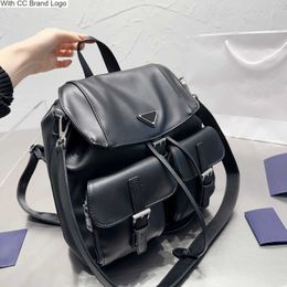 CC Brand Backpack Style Designer Multi Pocket Backpack Genuine Soft Leather Classic Black School Bag Nylon Lined French Outdoor Large Capacity Handbags Unisex C