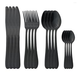 Dinnerware Sets Black Silverware Set Cutlery Knives Fork Coffee Dessert Teaspoons Stainless Steel Flatware Kitchen Home Tableware