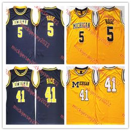 Mens Basketball Jersey 5 Jalen Rose 41 Glen Rice Stitched College Basketball Jerseys S-3XL