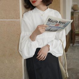 Women's Blouses 2023 Women's White With Puff Sleeve Oversize Loose Korean Style Beautiful Casual Elegant Shirt For Women