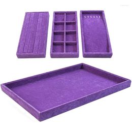 Jewellery Pouches Stacked Tray Accessories Drawers Storage Boxes For Display Cabinets Purple