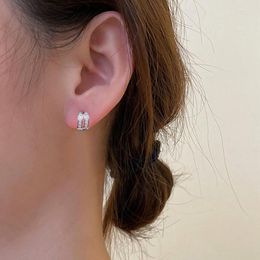 Stud Earrings Design Shell Zircon Arc Metal For Woman Korean Fashion Jewellery Party Student Girls Elegant Accessories