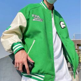Men's Jackets European and American retro letter embroidery jackets coat men's street hip-hop trend baseball uniform lovers loose wild jacket 230227