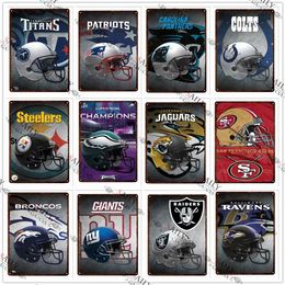 Famous Rugby Teams Helmet Metal Painting Football Sports Art Tin Sign Posters Man Cave Pub Bar Sign Wall Decor Metal Plaques 30X20cm W03