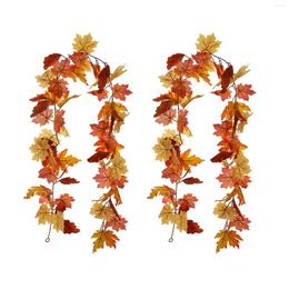 Decorative Flowers 2pcs Autumn Decor Home Colorful Fake Plant Foliage Artificial Vine DIY Garland Wall Hanging With Hook Wedding Party Maple