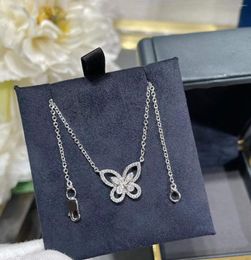 Pendant Necklaces Elegant Crystal Pear Hollow Butterfly Necklace 925 Sterling Silver Insects Ladies Zircon Jewelry Clavicle Chain Choker