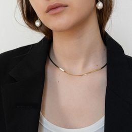 Choker Trendy Street Style Collar 18K Gold Plated Short Herringbone Chain Necklaces For Women Minimalist Necklace