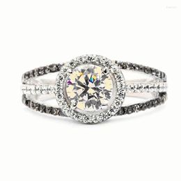 Wedding Rings Vintage Female Crystal Round One Ring Rose Gold Silver Color Engagement Charm Zircon Enamel For Women