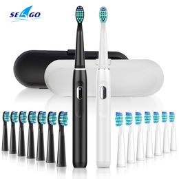 Toothbrush SEAGO Electric Toothbrush Sonic Rechargeable Adult with Timer Care Teeth Whitening 4 Modes Replacement 3pcs Brush Heads SG551 230227