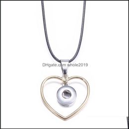 Pendant Necklaces Noosa Snap Button Jewellery Gold Heart Circle Necklace Diy 12Mm Women Drop Delivery Pendants Dhwmu