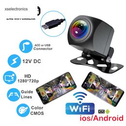 Update 12V 2.4G WIFI Car Camera 720P HD Pixel Waterproof USB Parking With This 170 Car Camera With Guide Lines For IOS Android Car DVR