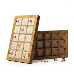 Jewelry Pouches Fashion The Solid Bamboo Wood Leather Display Tray Ring Earrings Jewellery