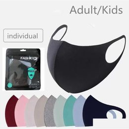 Party Masks Fashion Washable Protective Face Black Cotton Reusable Adt Kids Anti Dust Mouth Mask Children Cloth Individual Package D Dh0Dh