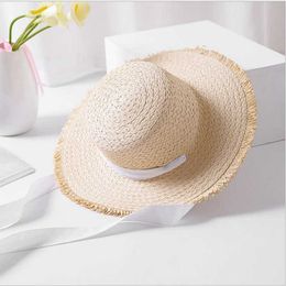 Wide Brim Hats Handmade Weave Sun Hats For Women Black Ribbon Lace Up Large Brim Straw Hat Outdoor Beach Summer Caps Chapeu Feminino G230227