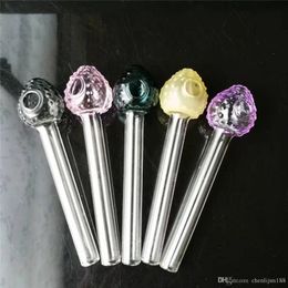 new Colour strawberry head glass smoke pot, wholesale glass pipe, cigarette holder, glass hookah accessories