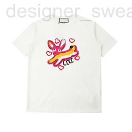 Men's T-Shirts designer The correct version of the verified 2023 spring and summer new cartoon running rabbit pattern embroidered short-sleeved D91U