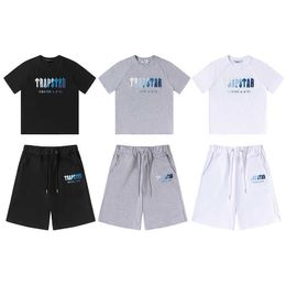 European and American fashion brand white blue towel embroidery simple letters short sleeve Shorts Set