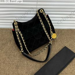 CC Brand Shoulder Bags 22k Vintage Suede Black Hippy Hobo Bags Frosted Leather Coins Quilted Metal Chain Shoulder Crossbody Multi Pochette Handbags French Desig