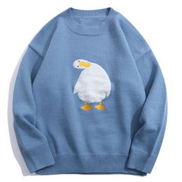 Men's Sweaters LACIBLE Streetwear Harajuku Cartoon Duck Pattern Knitted Sweaters Loose Jumpers Fashion Casual Winter Sweater Pullover Men Women 230228