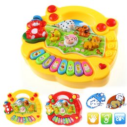 Drums Percussion 2 Color Baby Musical Toy with Animal Sound Kids Piano Sounding Keyboard Piano Electric Baby Playing Musical Instrument Toy 230227