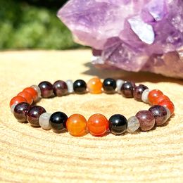 Strands MG1772 New Design Black Tourmaline Garnet Carnelian Labradorite Bracelet