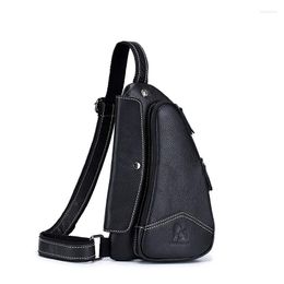 Waist Bags Genuine Leather Men's Chest Bag The First Layer Of Men Triangle European And American Style Pack Shoulder