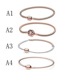 925 Pounds Silver New Fashion Charm Bracelet New Rose Gold Round Head Three-section Bracelet Jewelry Diy Basic Men&#039;s and Women&#039;s Valentine&#039;s Bracelet