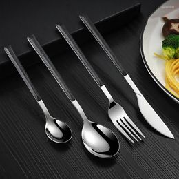 Dinnerware Sets Stainless Steel Tableware Western Knife Fork Teaspoon With Wooden Handle For Home Kitchen Supplies