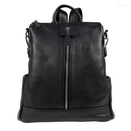 School Bags Famous Design Anti-theft Travel Knapsack Bag Genuine Leather Rucksack Female Shoulder Wave Cowhide Fashion Wild Backpack