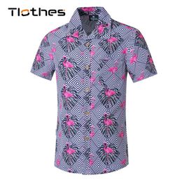 Men's Casual Shirts Fashion Hawaiian Shirt Men Casual Flamingo Print Plus Size M5XL Beach Aloha Shirts Men Short Sleeve Camisa Hawaiana Hombre Z0224